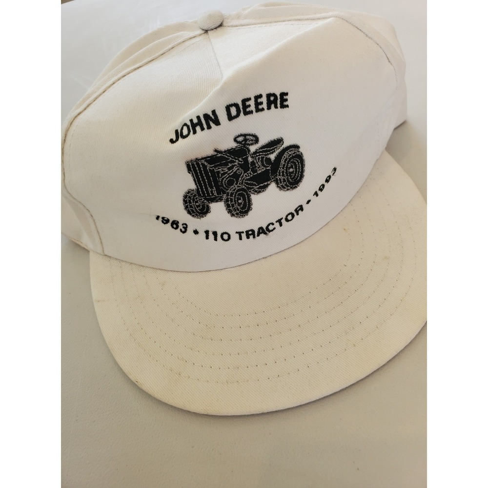 Vtg John Deere 110 Tractor Hat 1963-1993 Anniversary Snapback Crown USA White